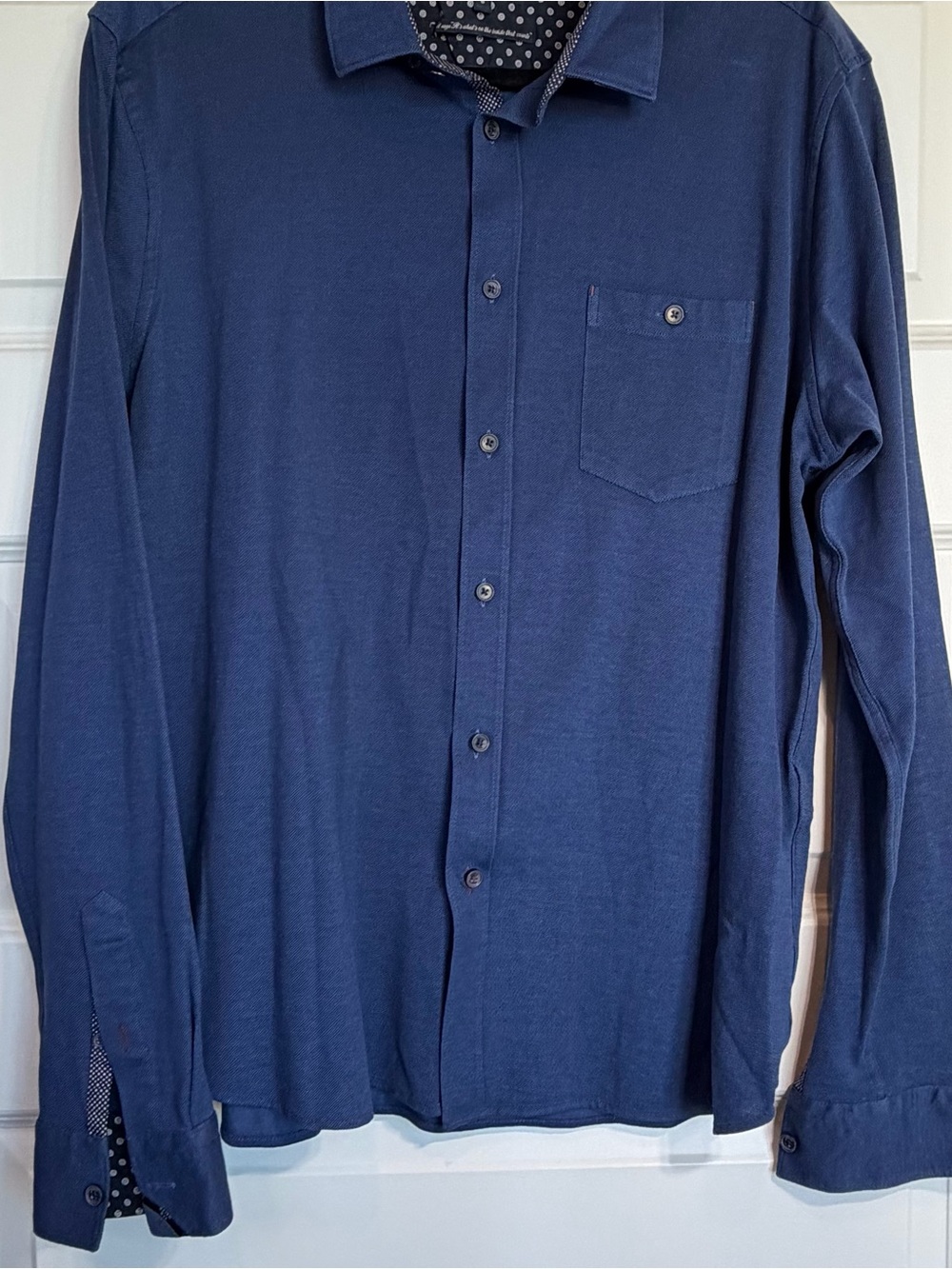 Ted Baker London Men’s Size 6 Blue Long Sleeve Button Up Shirt Floral Cuff